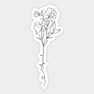 Minimalist Line Art  Sweet Pea April Birth Flower Sticker